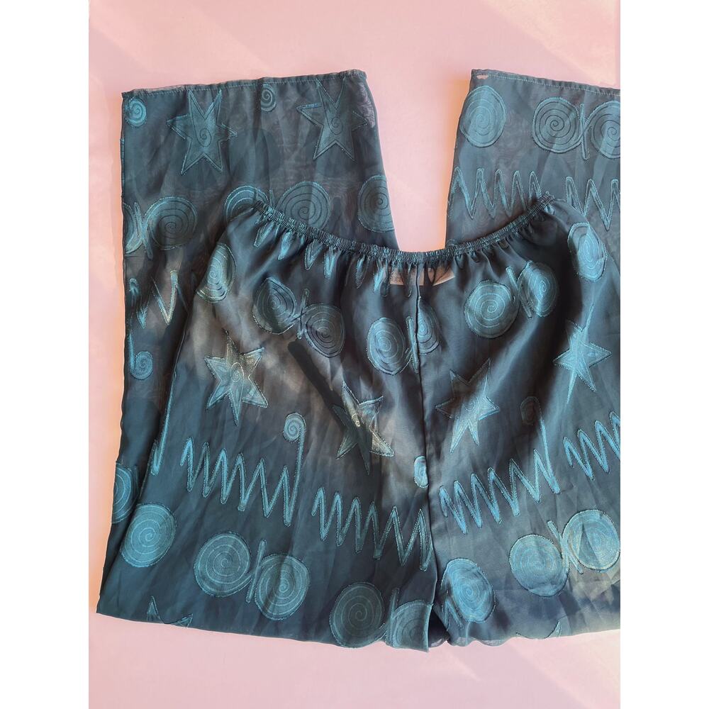 Vintage Y2K Victoria's Secret Gold Label Pajama Pants Green Wide Leg Palazzo - Picture 5 of 6